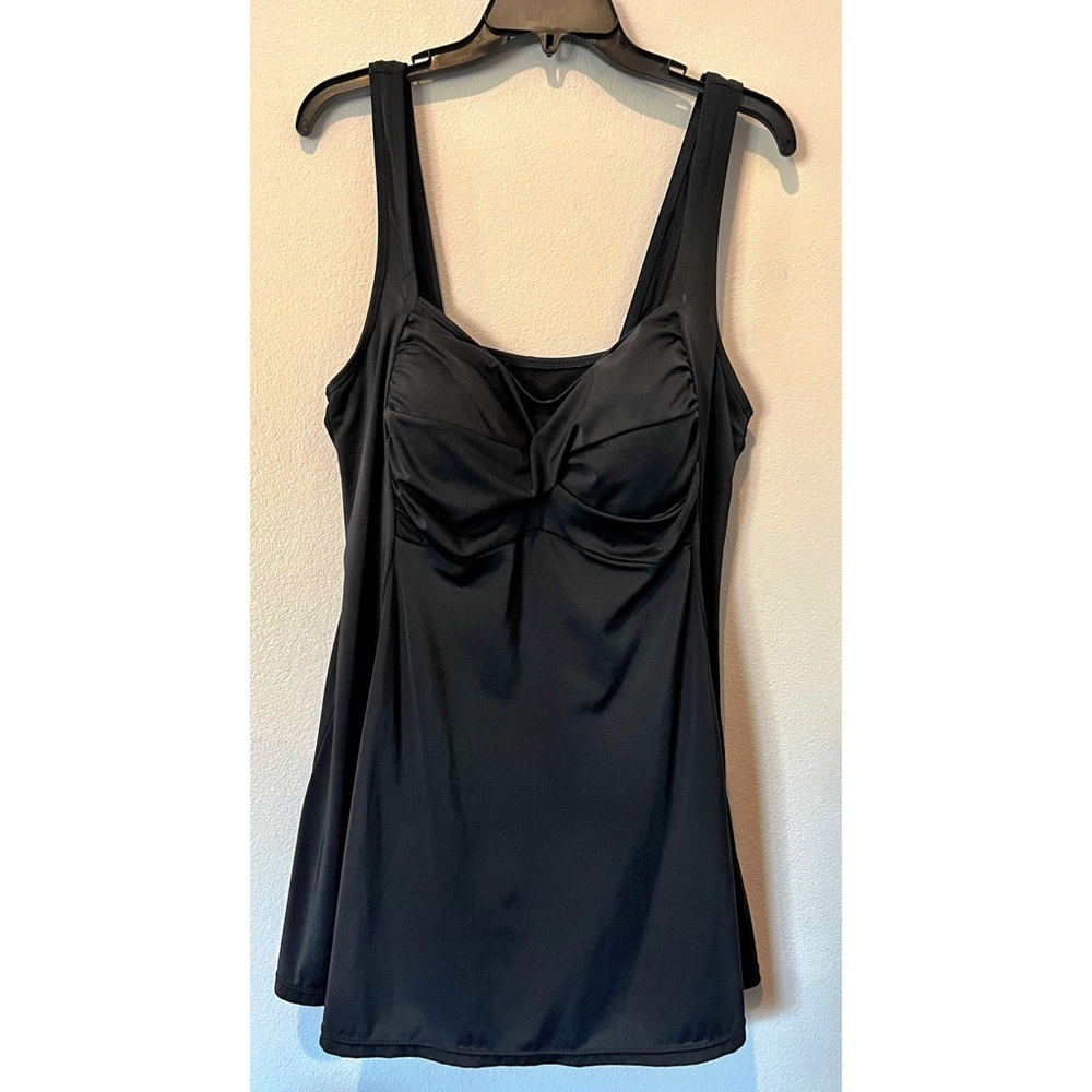 Swimsuits For All Black Twist Front Swimdress